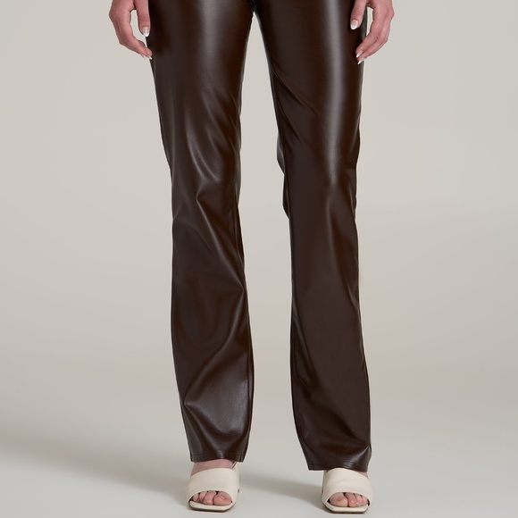 American Tall Pants - American Tall True Touch Leather Straight Leg Pants for Tall Women in Espresso S